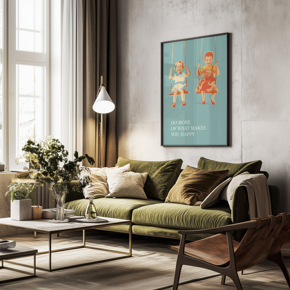 Two Little Girls On Swings - Poster / Art Print - interiör