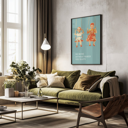 Two Little Girls On Swings - Poster / Art Print - interiör