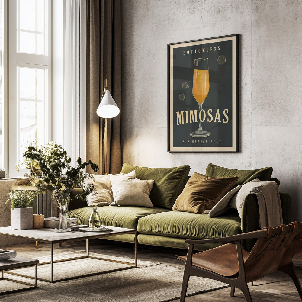 Bottomless Mimosas Art Deco Cocktail Bar Art - Poster / Art Print - interiör