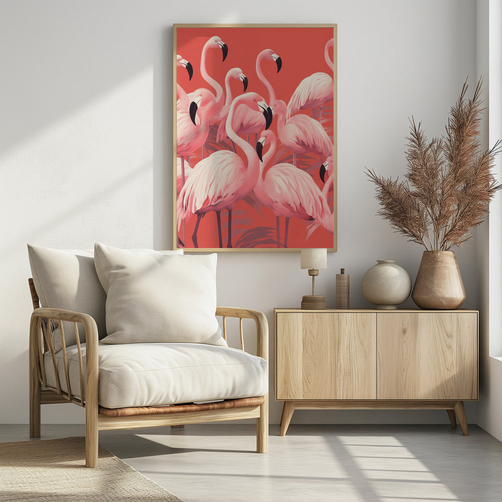 Vibrant Pink Flamingos - Poster / Art Print - interiör