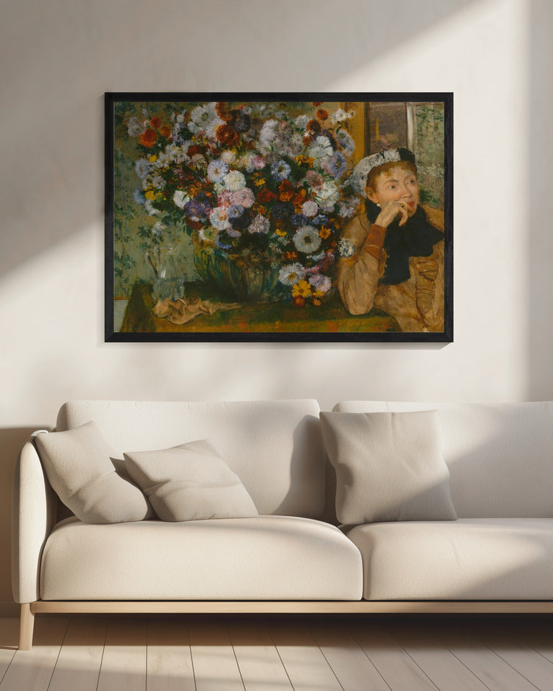 A Woman Seated Beside a Vase of Flowers - Poster / Art Print - interiör