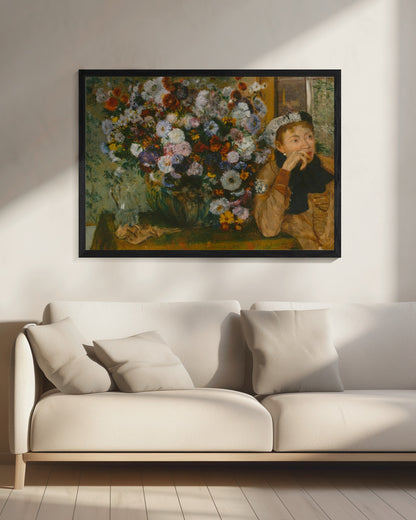 A Woman Seated Beside a Vase of Flowers - Poster / Art Print - interiör
