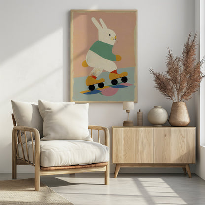 Skating Bunny - Poster / Art Print - interiör