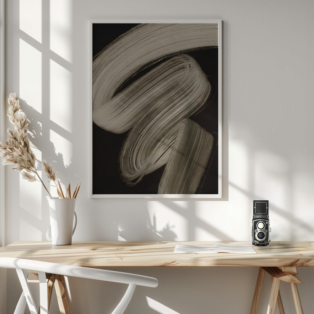 Beige strokes no 2 - Poster / Art Print - interiör