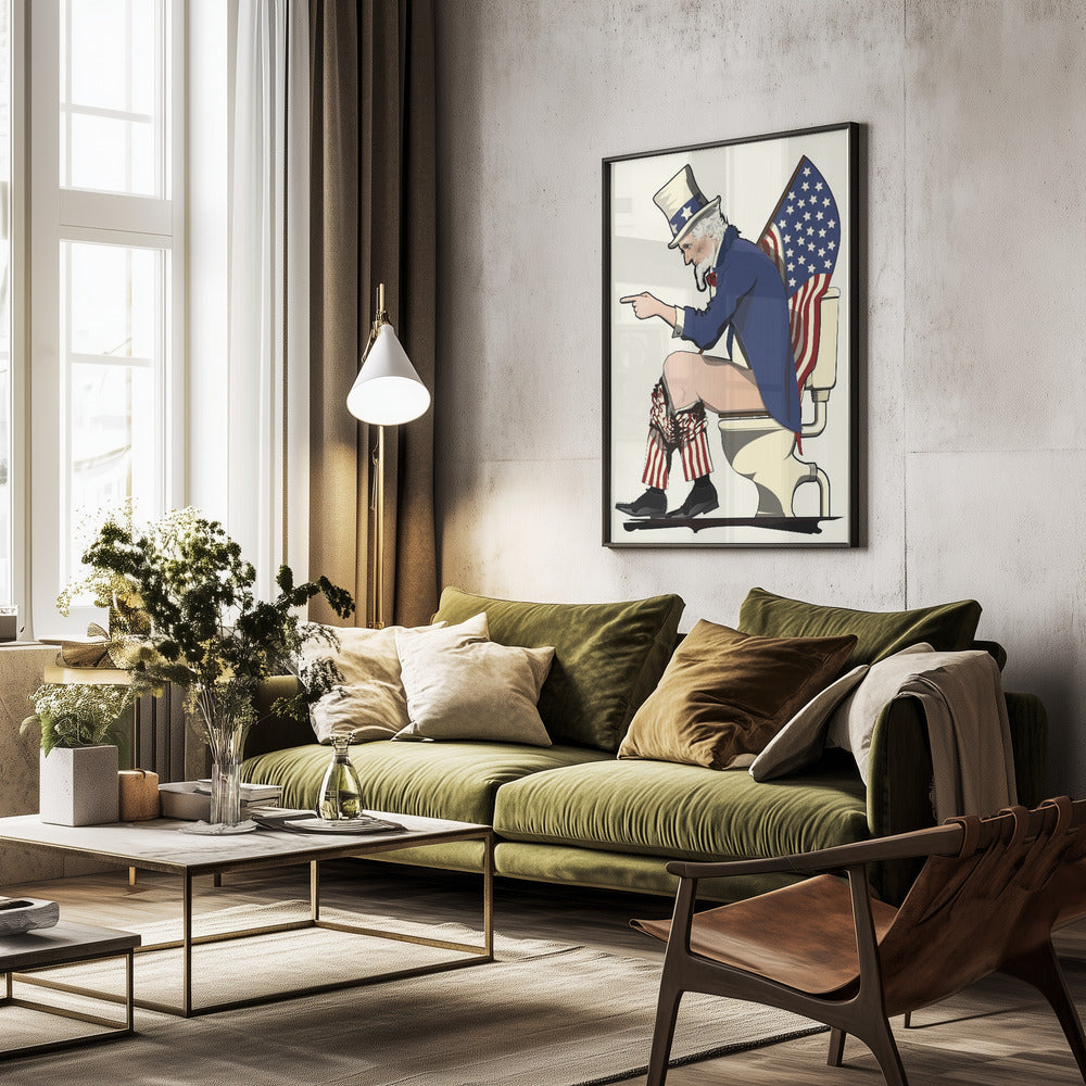 Uncle Sam On the Toilet - Poster / Art Print - interiör