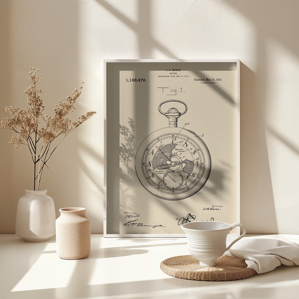 Watch Patent 1916 - Poster / Art Print - interiör
