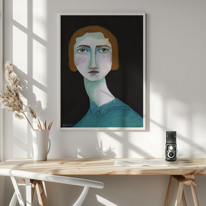 Vintage Lady Looking - Poster / Art Print - interiör