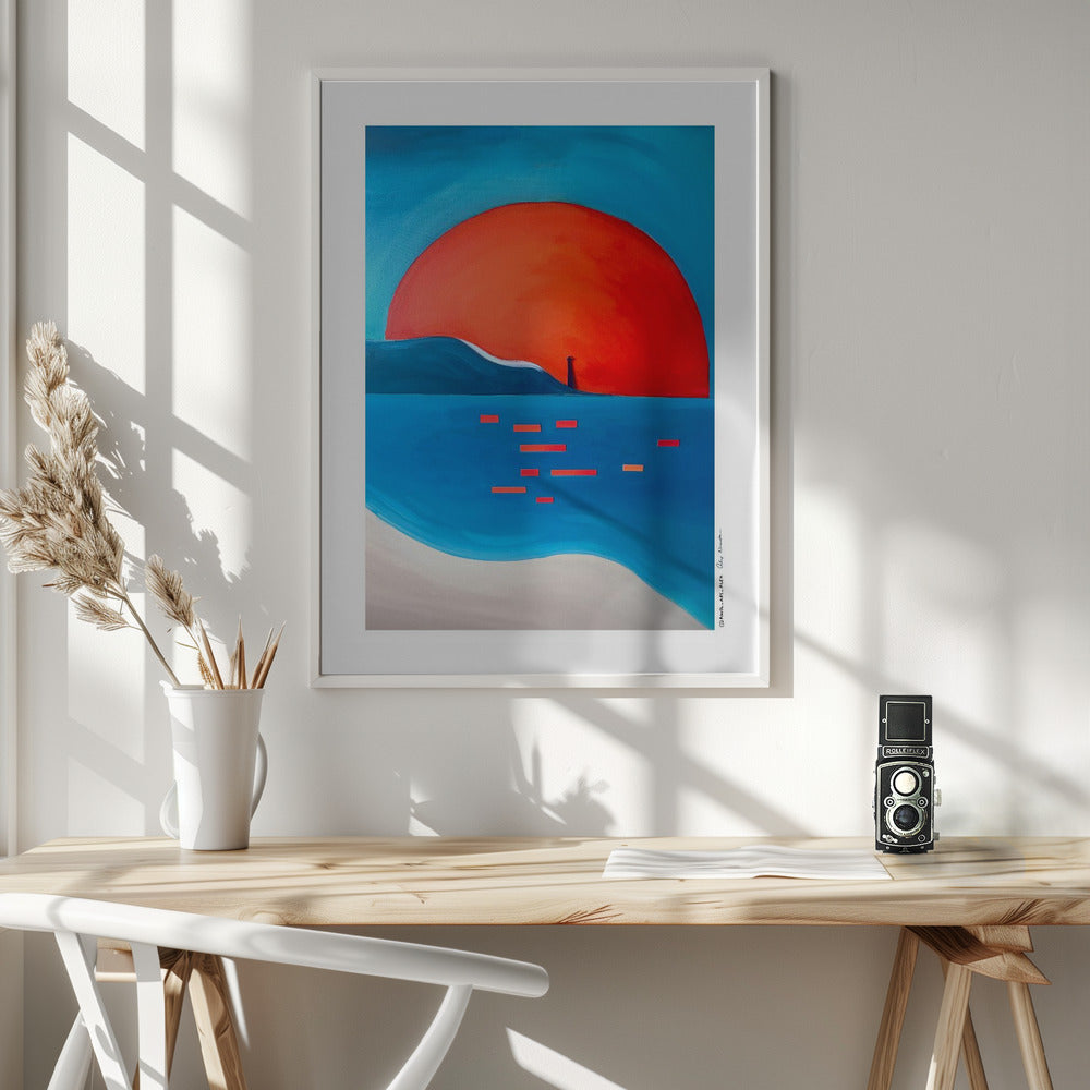 Vibrant Sunset Lighthouse - Poster / Art Print - interiör