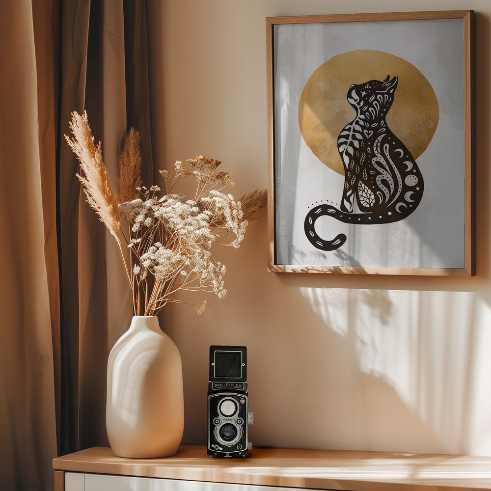 Mystic Moon Cat - Poster / Art Print - interiör