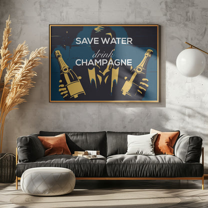 Save water - Drink champagne - Poster / Art Print - interiör