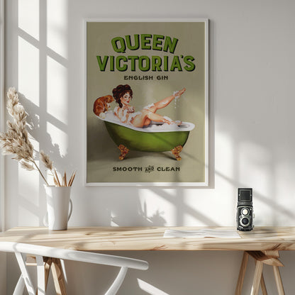 Queen Victoria English Gin Bath Pinup Girl - Poster / Art Print - interiör