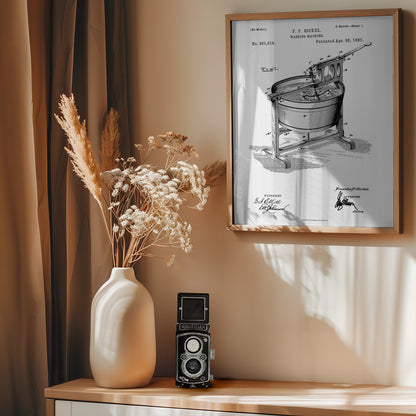 Washing Machine Patent 1887 - Poster / Art Print - interiör