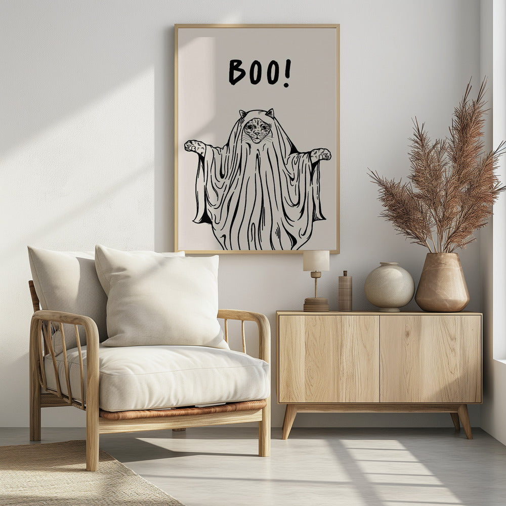 Boo! Ghost Cat - Poster / Art Print - interiör