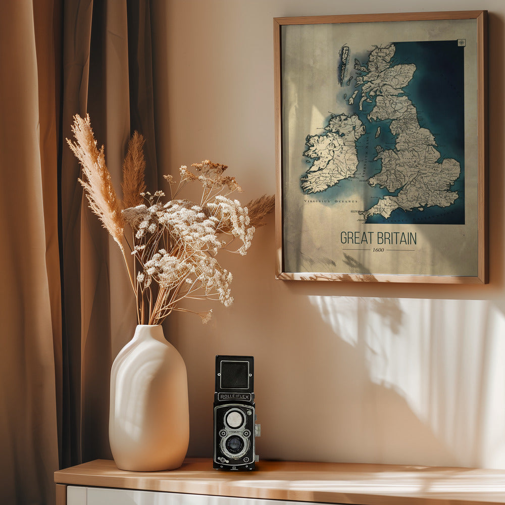 Storbritannien vintagekarta - Poster / Art Print - interiör