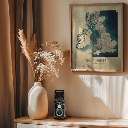 Storbritannien vintagekarta - Poster / Art Print - interiör