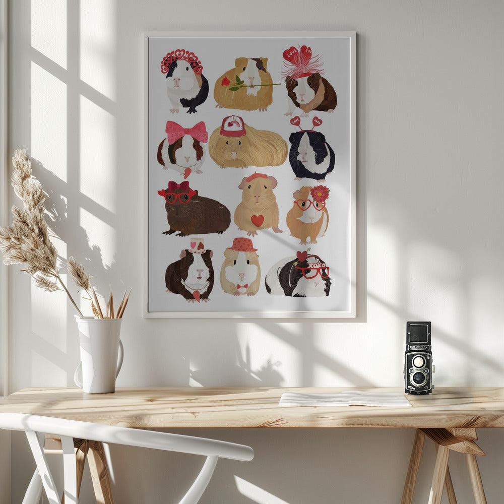 Love Guinea Pigs - Poster / Art Print - interiör