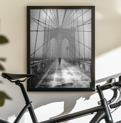 New York Walker in Blizzard - Brooklyn Bridge - Poster / Art Print - interiör