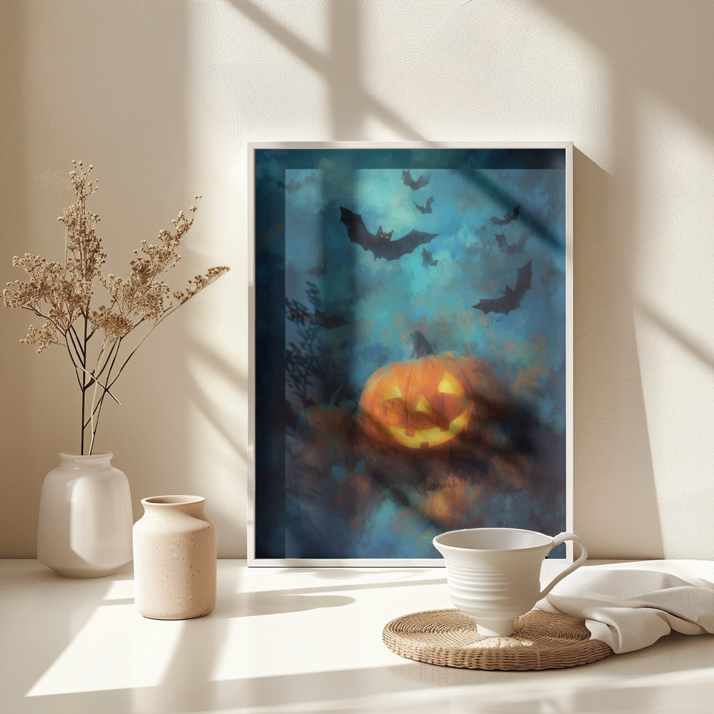 Lantern Pumpkin Halloween Scene (3) - Poster / Art Print - interiör