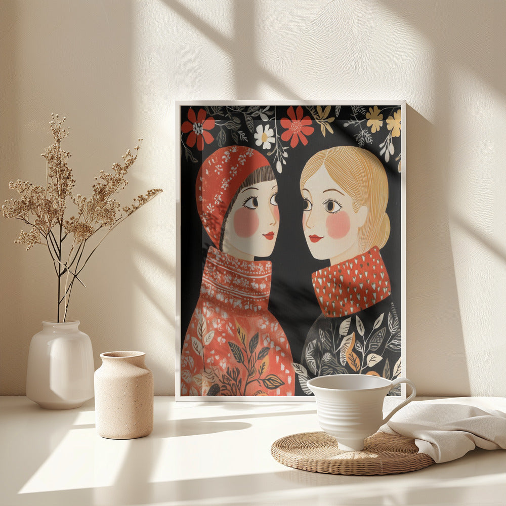 Vintage Style Mag Women Knittwear - Poster / Art Print - interiör