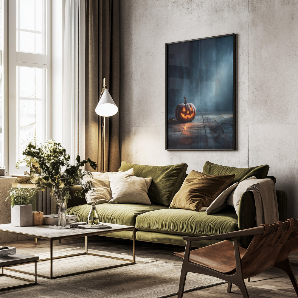Lantern Pumpkin Halloween Scene (1) - Poster / Art Print - interiör
