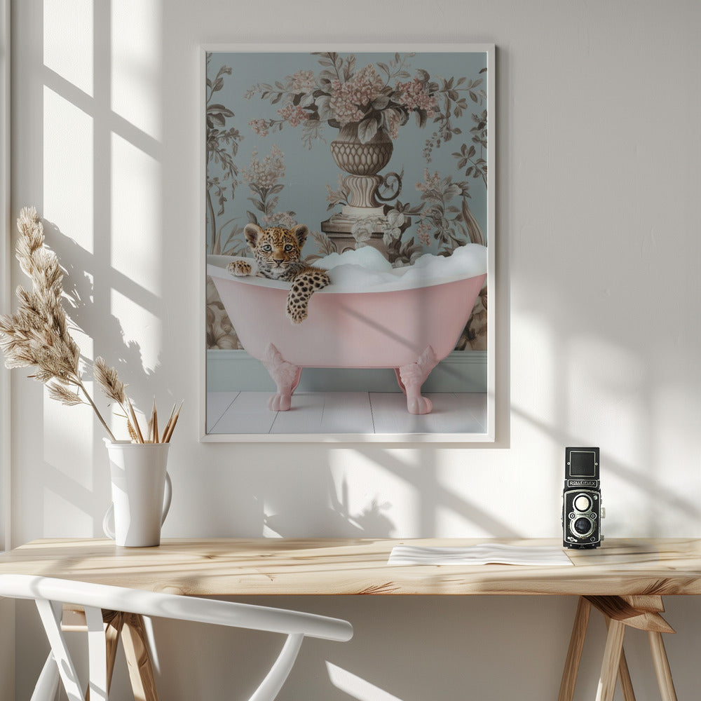 Leopard’s Pink Bubble Bath - Poster / Art Print - interiör