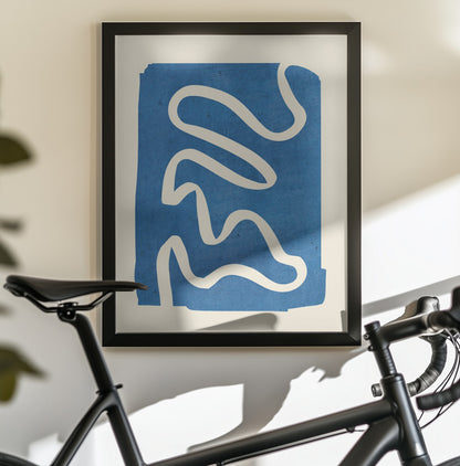 Geometric Abstract Minimal Blue - Poster / Art Print - interiör