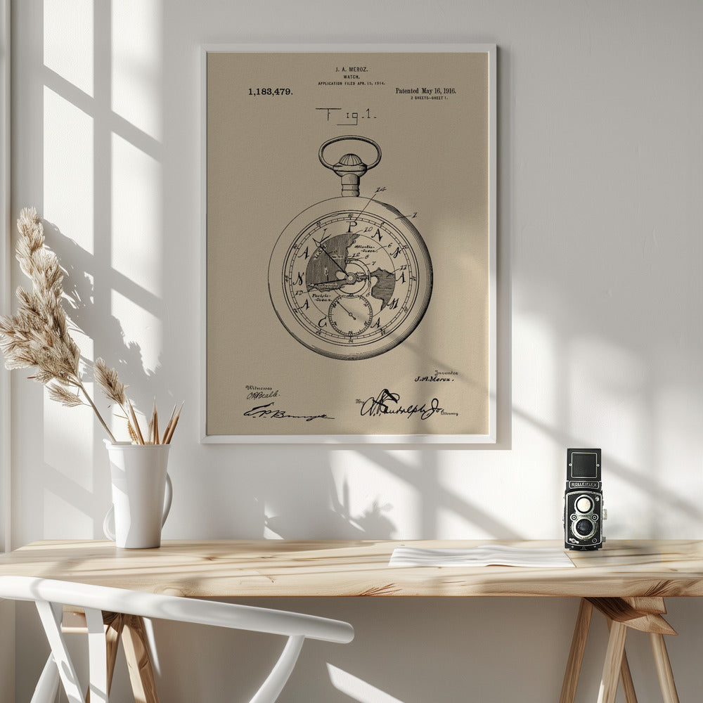 Watch Patent 1916 - Poster / Art Print - interiör
