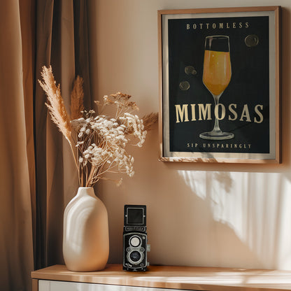Bottomless Mimosas Art Deco Cocktail Bar Art - Poster / Art Print - interiör