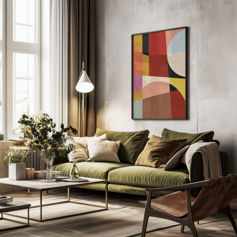 Warm Colors Bauhaus Geometry2 - Poster / Art Print - interiör