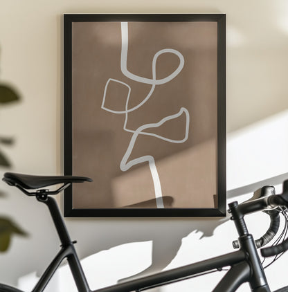 Brown Single Line Artwork - Poster / Art Print - interiör