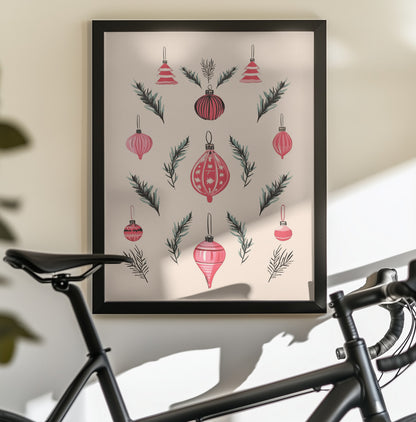 Pink Baubles - Poster / Art Print - interiör