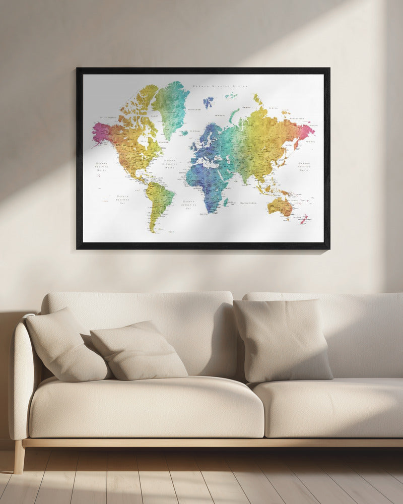 Jude's världskarta på spanska - Poster / Art Print - interiör