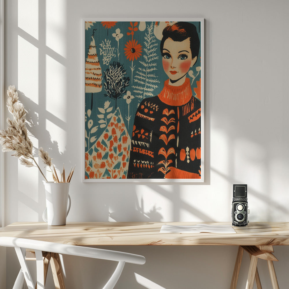 Vintage Mag Knitted Sweater - Poster / Art Print - interiör