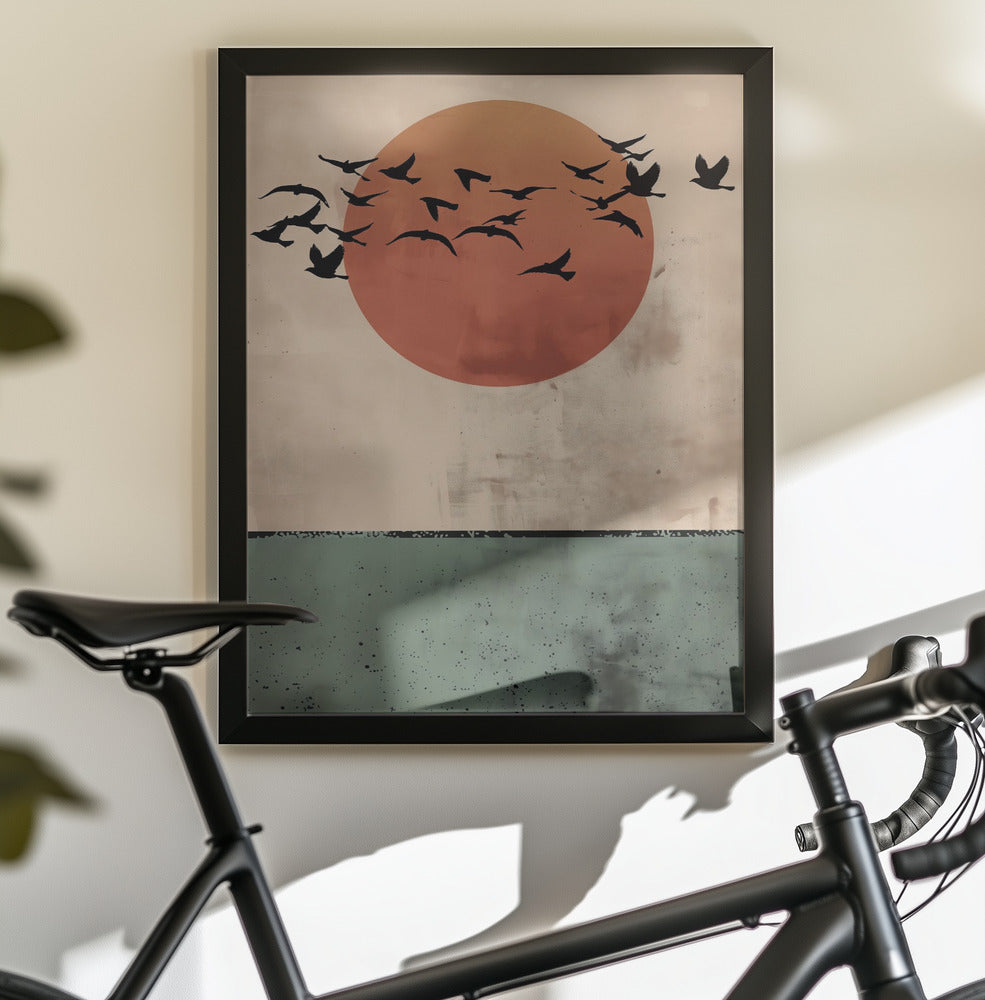 Birds Flying In the Sunset - Poster / Art Print - interiör