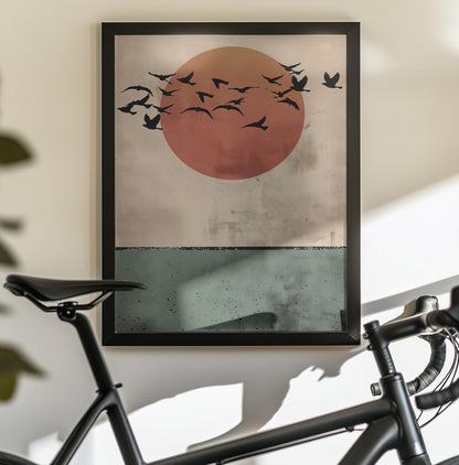 Birds Flying In the Sunset - Poster / Art Print - interiör