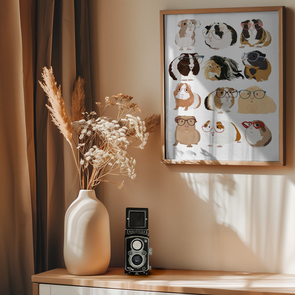Guinea Pig in Glasses - Poster / Art Print - interiör