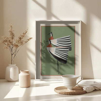 Striped Bird Pair - Poster / Art Print - interiör