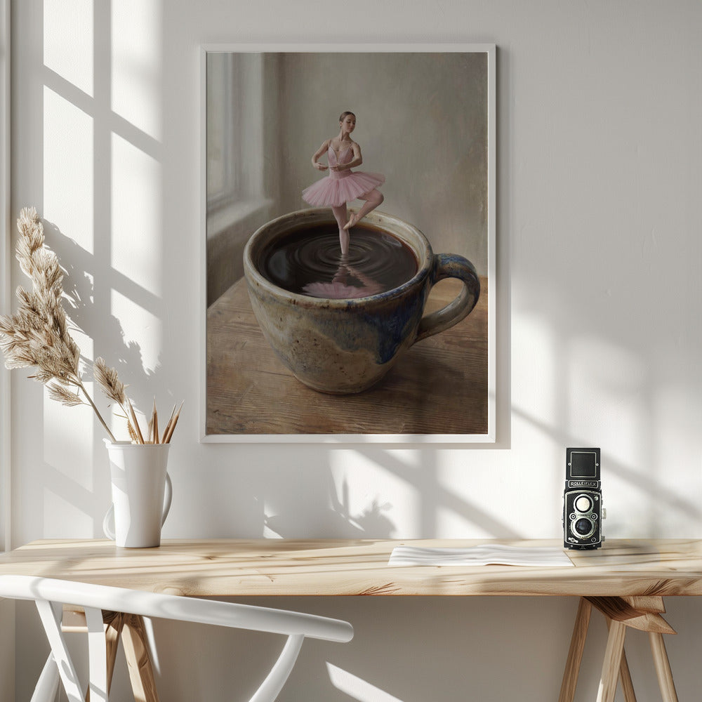 Ballerina In Coffee Cup - Poster / Art Print - interiör