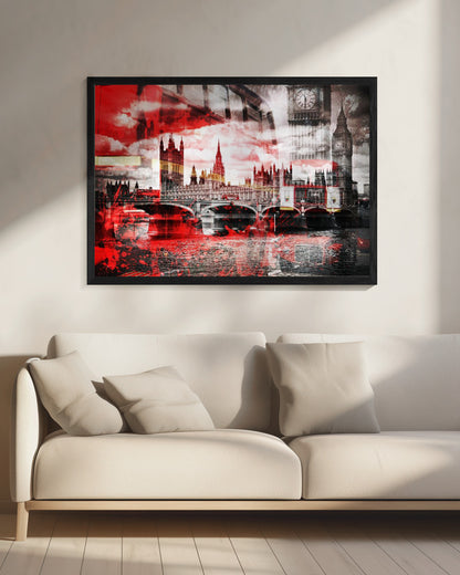 City Art LONDON Red Bus Composing - Poster / Art Print - interiör