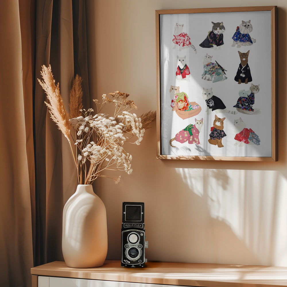Cat In Kimono - Poster / Art Print - interiör