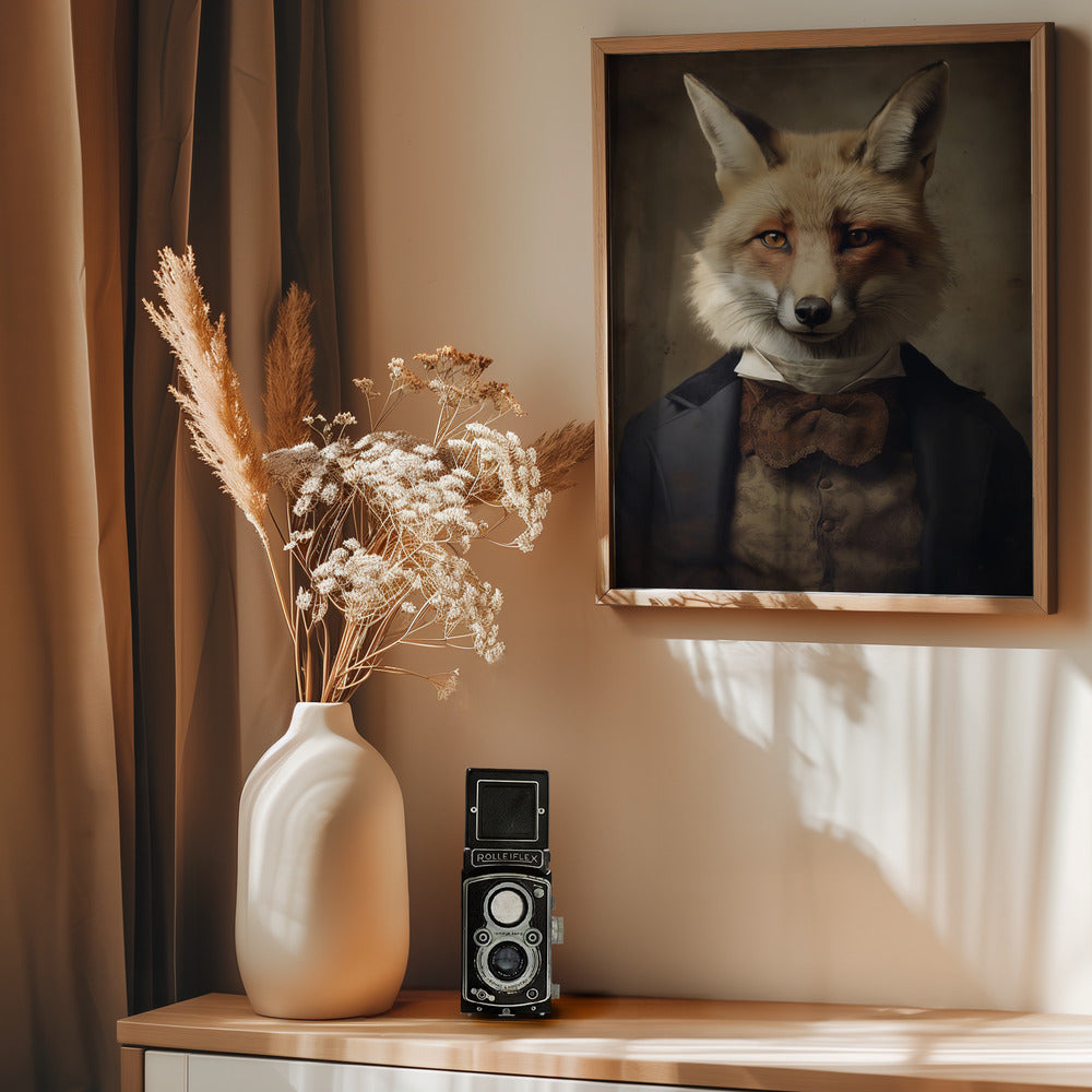 Dapper Fox Gentleman - Poster / Art Print - interiör