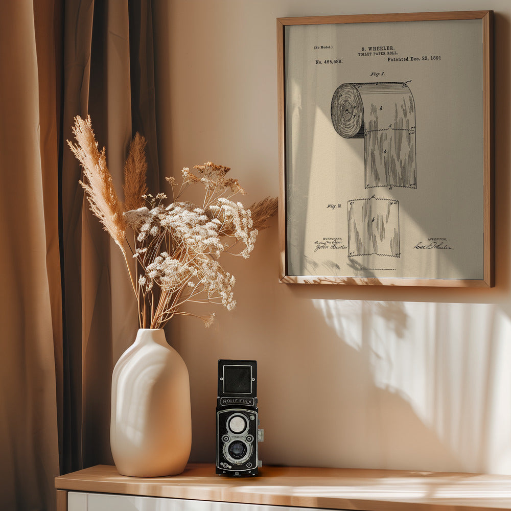 Toilet Paper Roll Patent 1891 - Poster / Art Print - interiör
