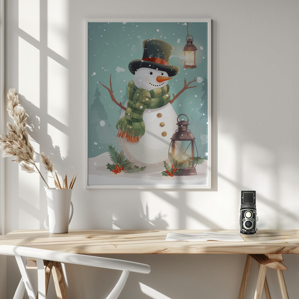 Cute Snowman No 1 - Poster / Art Print - interiör