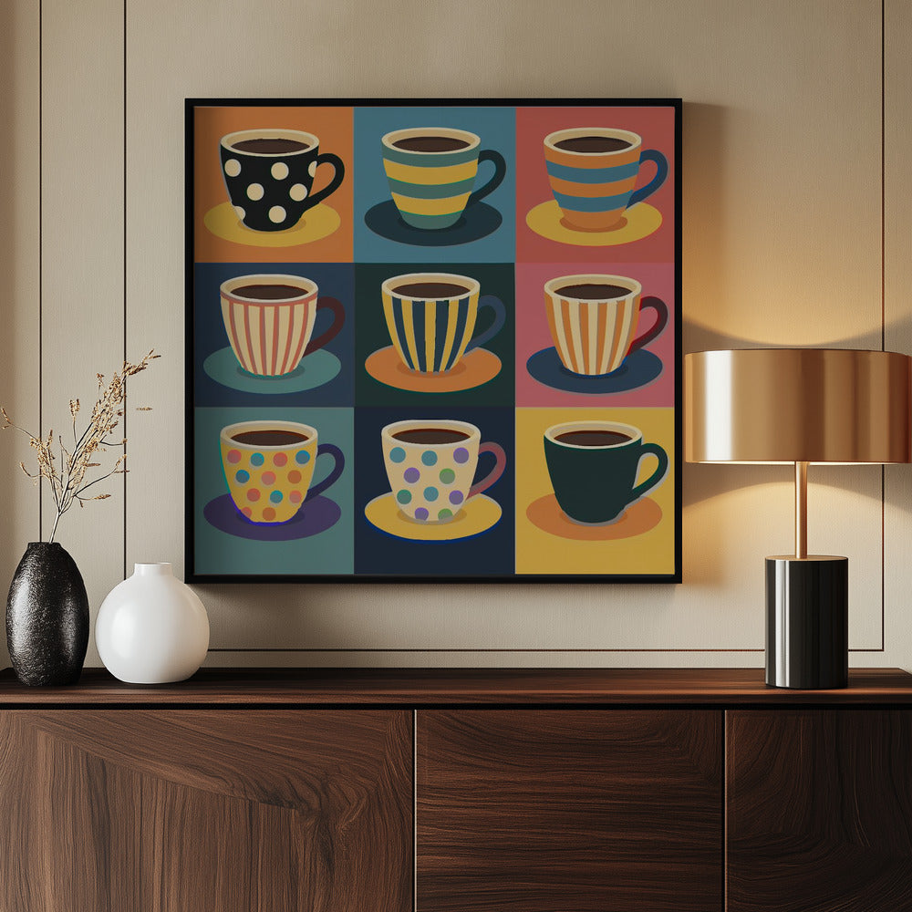 Colorful Coffee Cups - Poster / Art Print - interiör