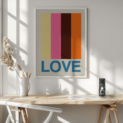 Retro Stripe LOVE Summer Fruits - Poster / Art Print - interiör