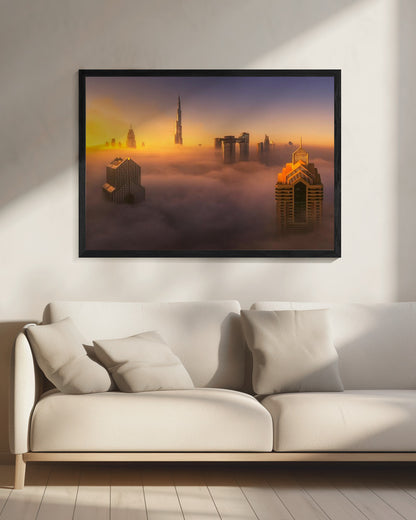 Dubai foggy sunrise in the city A738873 - Poster / Art Print - interiör