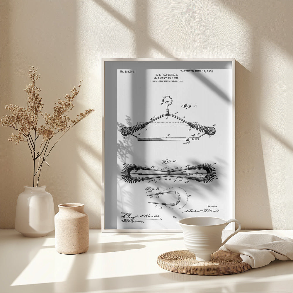 Garment Hanger Patent 1906 - Poster / Art Print - interiör