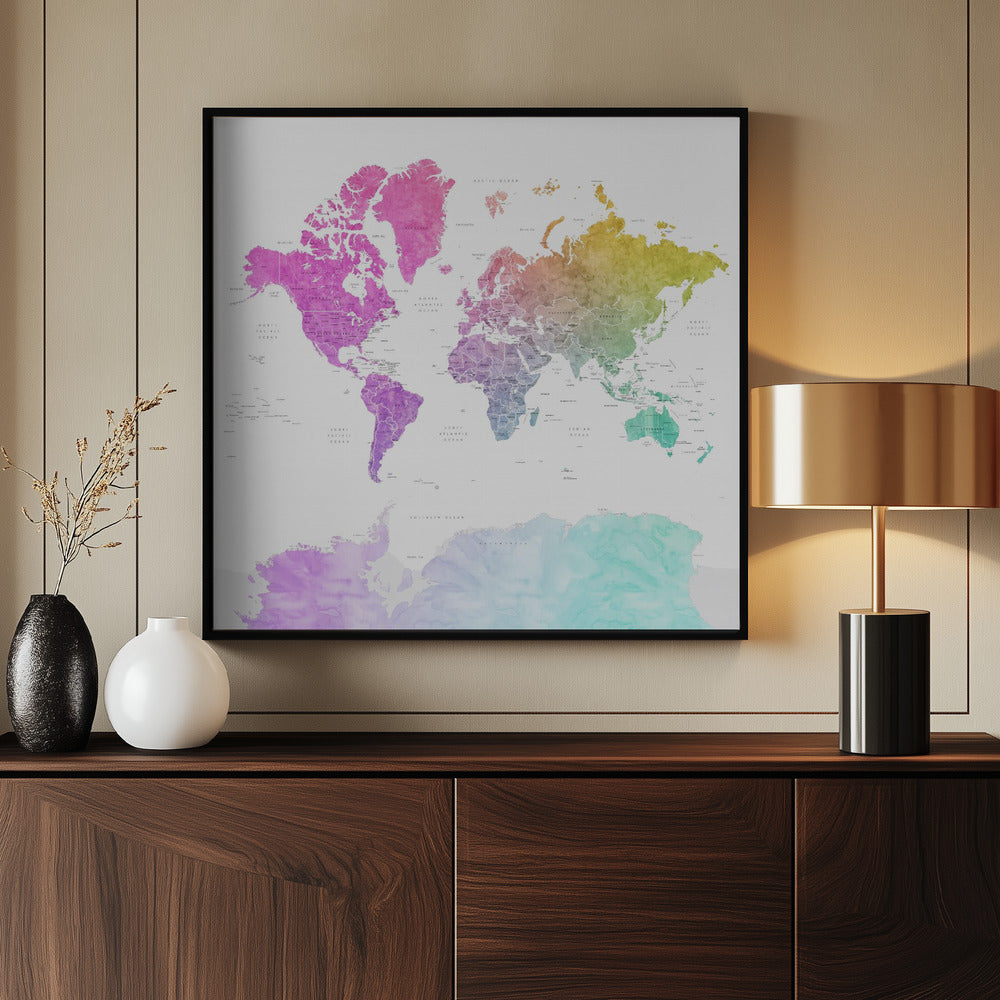 Leo världskarta - Poster / Art Print - interiör