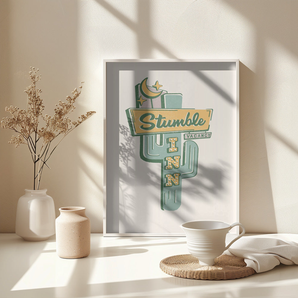 Stumble Inn Southwestern Roadside Motel Art - Poster / Art Print - interiör