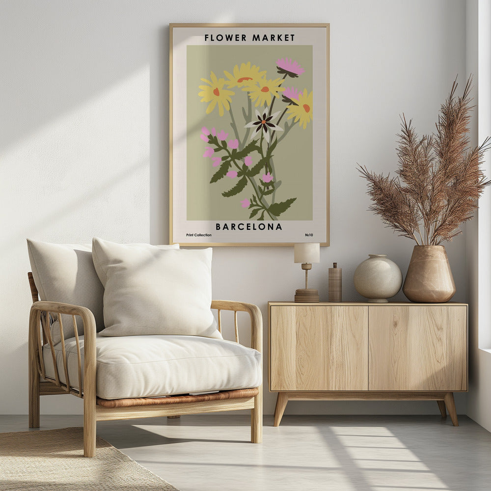 Flower Market Barcelona - Poster / Art Print - interiör